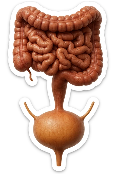 intestino e vescica solo collegati verticalmente, iperrealistico 4k sticker