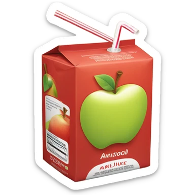 apple juice carton with a straw sticker