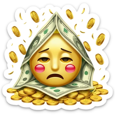 Emoji crying with money out eyes lots of money sticker