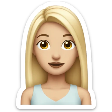 blonde girl with straight hair and a very pretty face. wearing long eyelashes and very subtle makeup  sticker