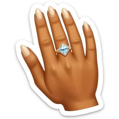 Caramel right hand with diamond ring on rong finger sticker