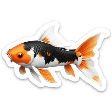 Black + Orange + White realistic koi fish, top view  sticker