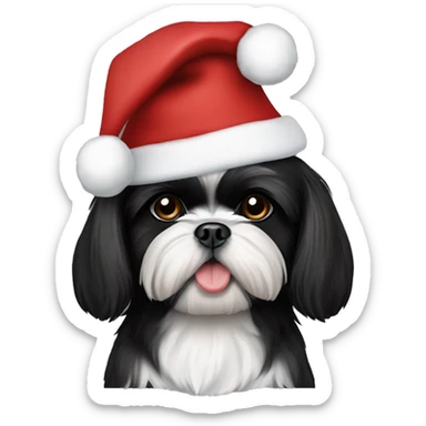 ALL BLACK SHIH TZU CHRISTMAS HAT sticker