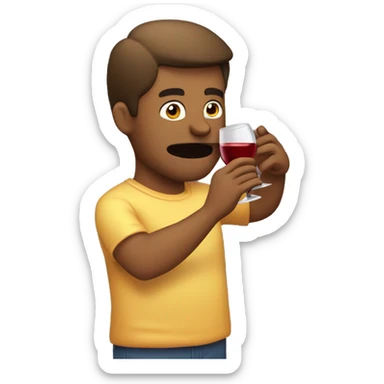 Guy drinking wines and eating cheeseburger  sticker