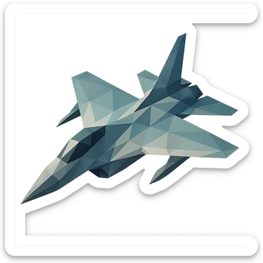 low-poly polygonal style fighter jet sticker
