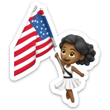 Girl spinning a colorguard flag sticker