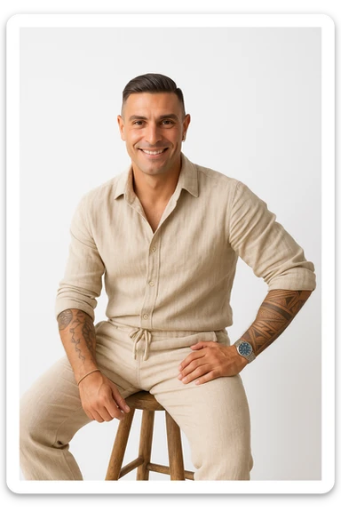 Uomo che usa solo prodotti di Lino e Cotone, perchè sono naturali sticker