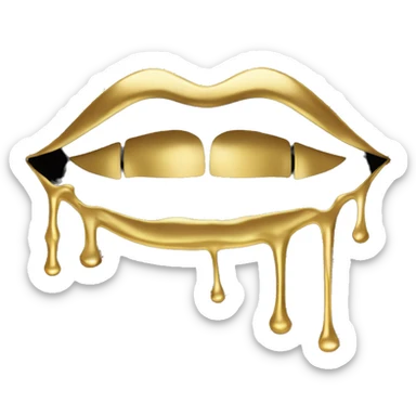 One pair of black lips with gold drip  sticker