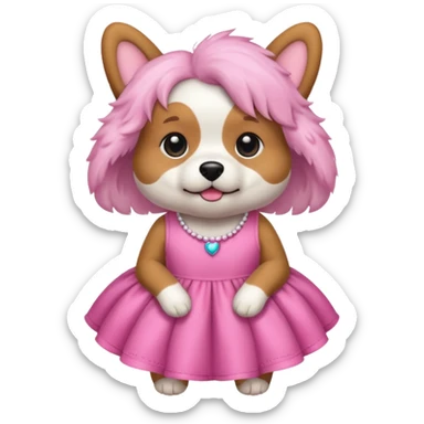 Perro con vestido rosa sticker