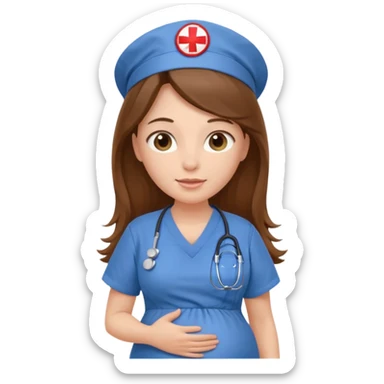 pregnant long haired nurse sticker