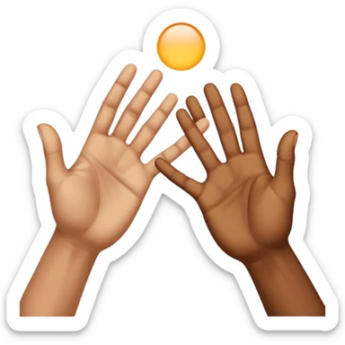 two hands reaching out to each other like in the painting of the creation of Adam sticker