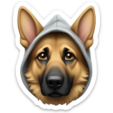 german shepherd wearing a hoodie sticker