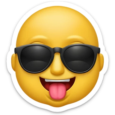 arrogant emoji wearing dark sunglasses sticking its tongue out sticker