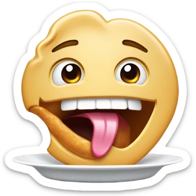 with mouth open and tongue sticking out drooling over food sticker