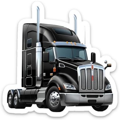 2026 Black Kenworth T680 Flat Top Semi Sleeper longer cab with stacks make realistic sticker