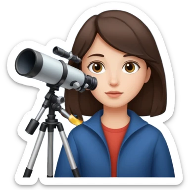 brunette person stargazing with a telescope sticker