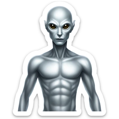 alien Pleiadian male in silver dress, full figure sticker