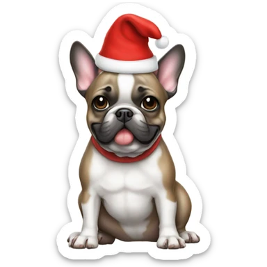 French Bulldog with a Santa hat sticker