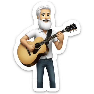 Attractive white bearded man playing black Gibson guitar sticker