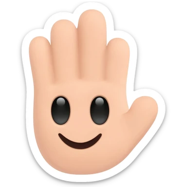 Hand waving with eyes and smile sticker