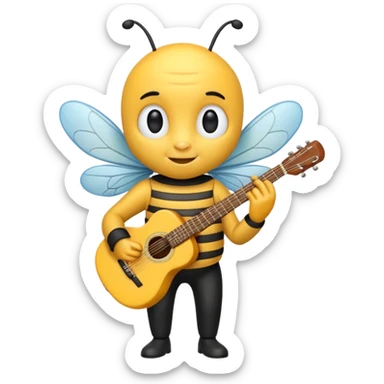 guitar player bee sticker