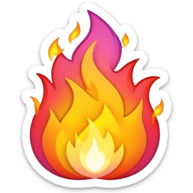A fire emoji with the colors of the pride flag. Take away the small fire emojis besides the single big one sticker