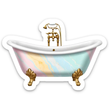 Colorful Pastel luxury marble bathtub with fancy elegant legs sticker