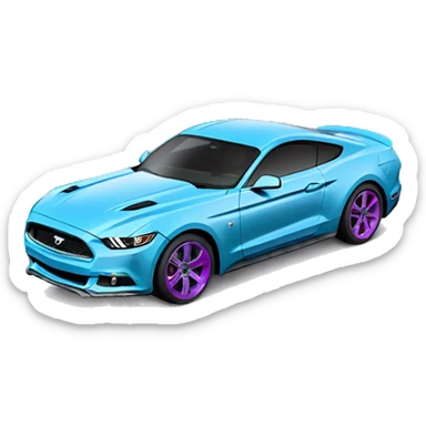 2017 ford mustang light blue with purple wheels sticker