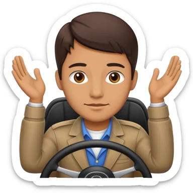 driver holding a steering wheel sticker