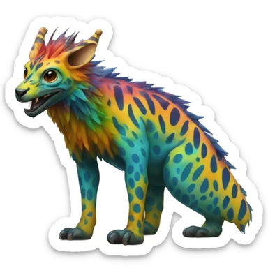 a colorful edgy vernid-fionbri-animal-creature with splash patterns full body sticker