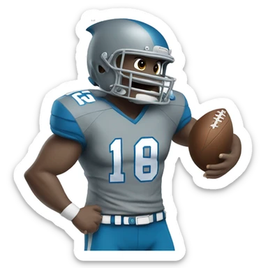 grey shark wearing blue football jersey, flexing sticker