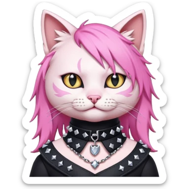 pink haired metalhead  cat sticker