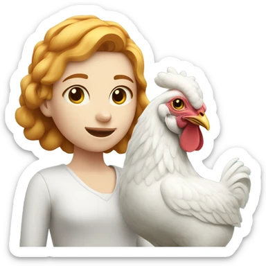 White Ginger girl with a brahma hen sticker