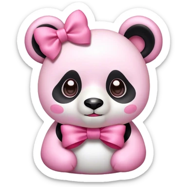 Pink Panda wearing a pink bow sticker