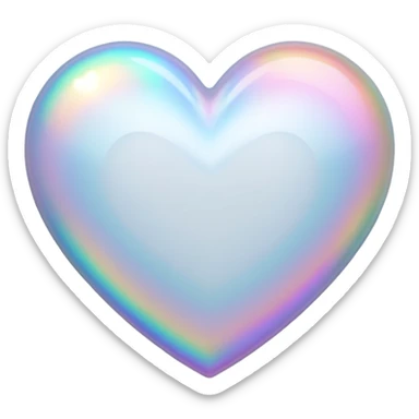 white heart with holographic effect sticker
