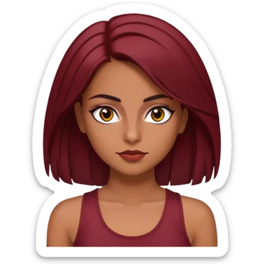 persian girl with brown eyes and eyeliner and shoulder length dark red straightened hair and full brows and a black girly tank top sticker