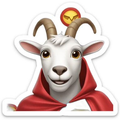 a goat with a superhero cape sticker