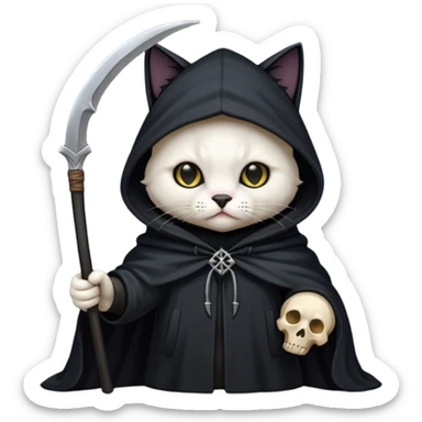 Grim reaper cat sticker