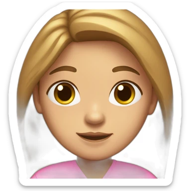 Tan this girl, a speech therapist, with light skin, Brown mild-long hair, Brown eye, a big stile, wearing a pink t-shirt and a medical coat sticker