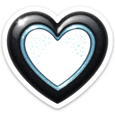 Black sparkle heart sticker
