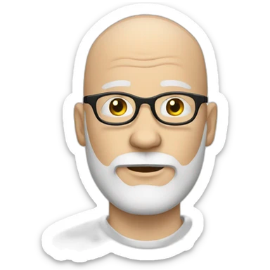 Pale Bald Bearded Man round glasses sticker