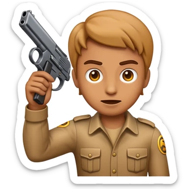 emoji holding a gun pointing at its head sticker