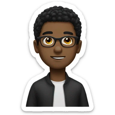 Short boy with black hair and big glasses called Yassin sticker