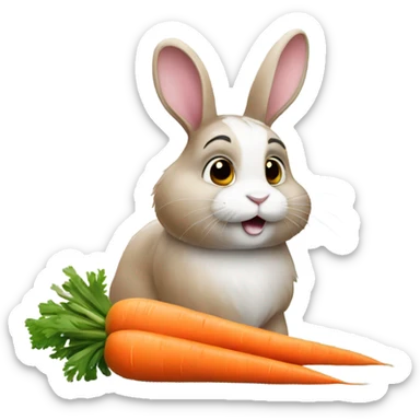 Rabbit with carrot sticker