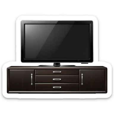 modern tv standing on a super luxurious dark cupboard sticker