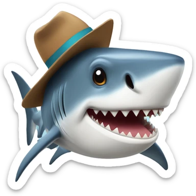 Shark with hat sticker