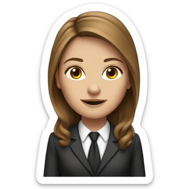 white woman with brown long hair with lawyer clothes  sticker