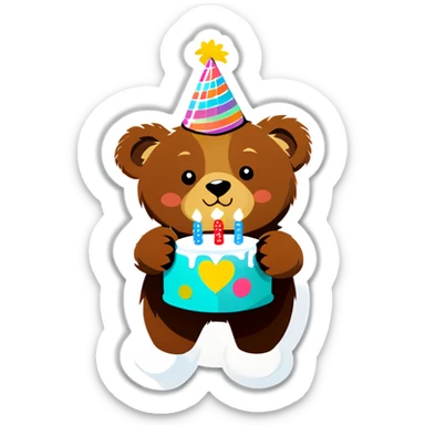 Bear celebrates birthday  sticker