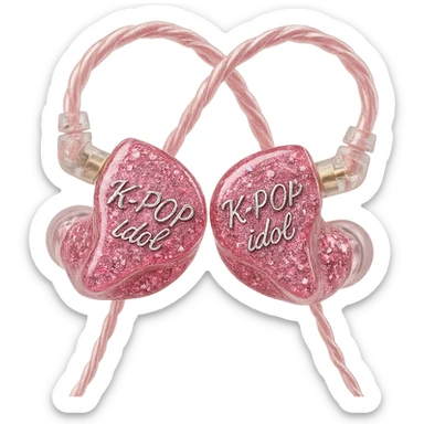 pink kpop idol stage in-ear monitors, sparkly and fashionable sticker