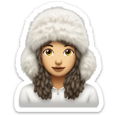 fluffy cozy winter hat on white girl sticker